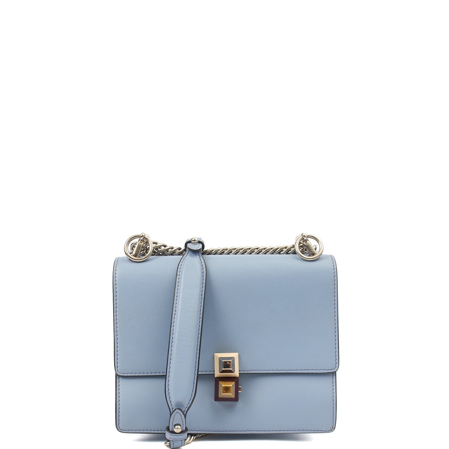 Fendi Shoulder Bag Kan I - Small in Blue, Leather — Front View