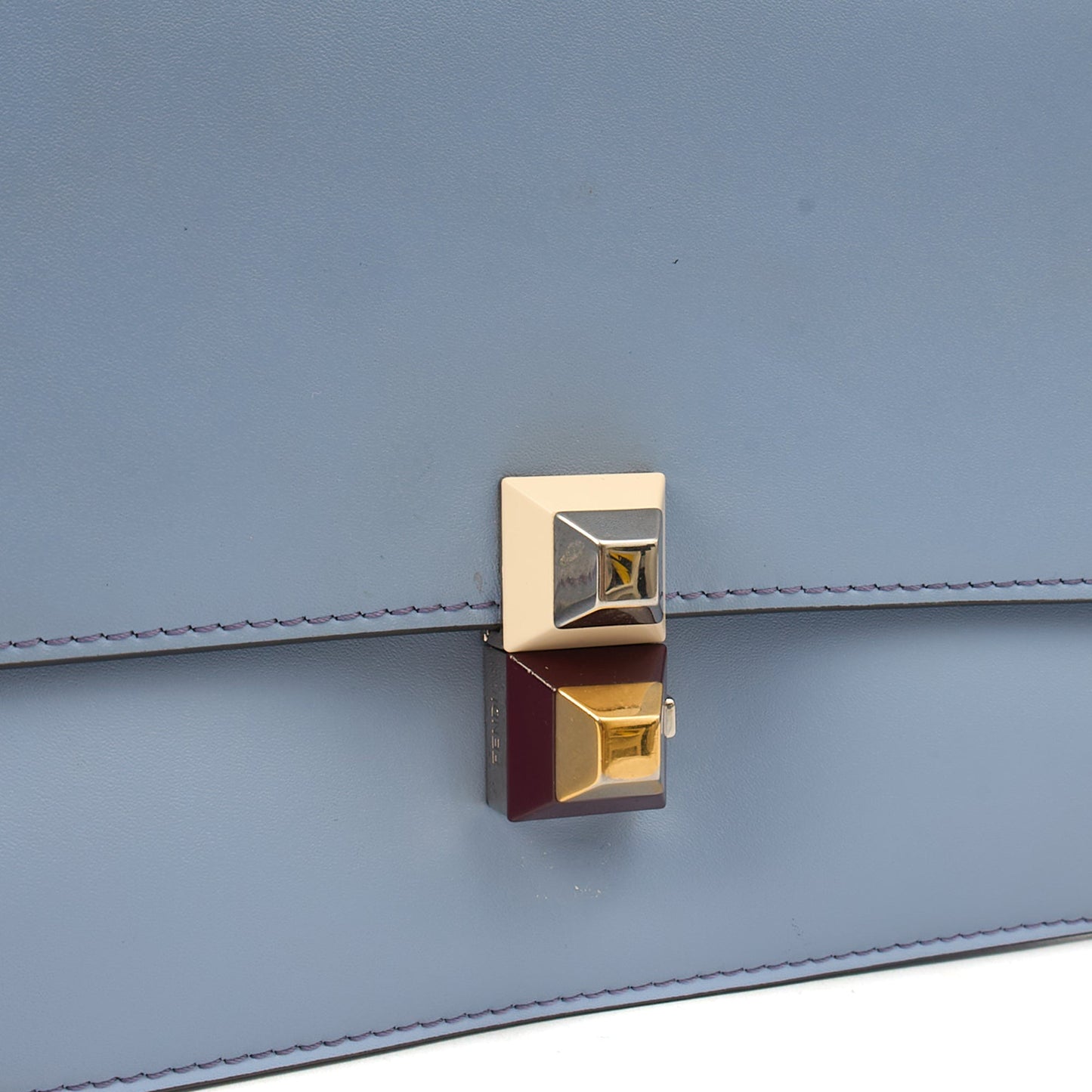 Fendi Shoulder Bag Kan I - Small in Blue, Leather — Detail View