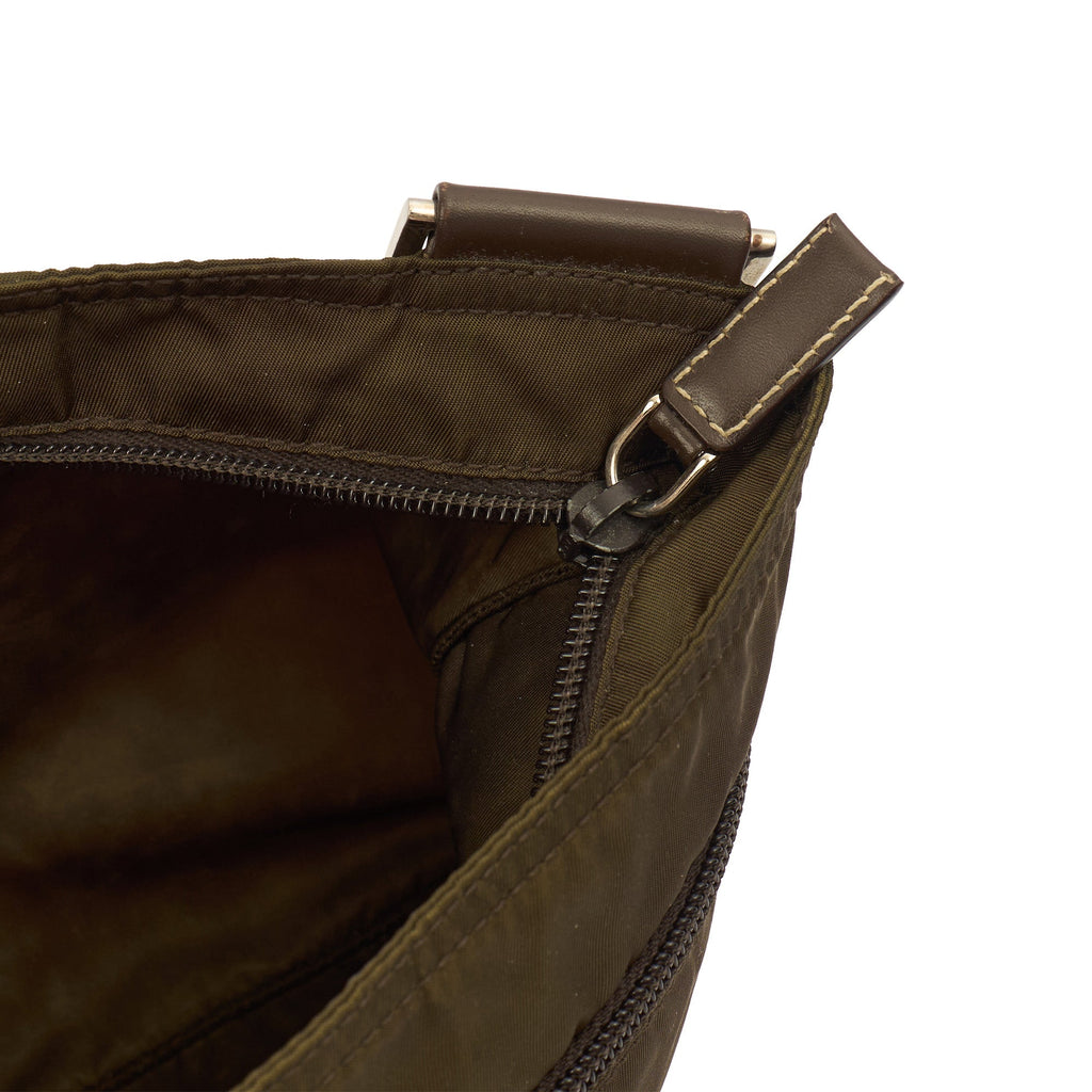 Prada Cross Body Nylon Messenger in Green, Nylon — Lifestyle View