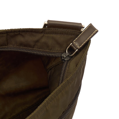 Prada Cross Body Nylon Messenger in Green, Nylon — Lifestyle View