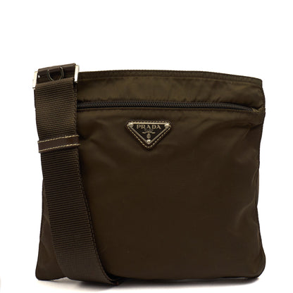 Prada Cross Body Nylon Messenger in Green, Nylon — Front View