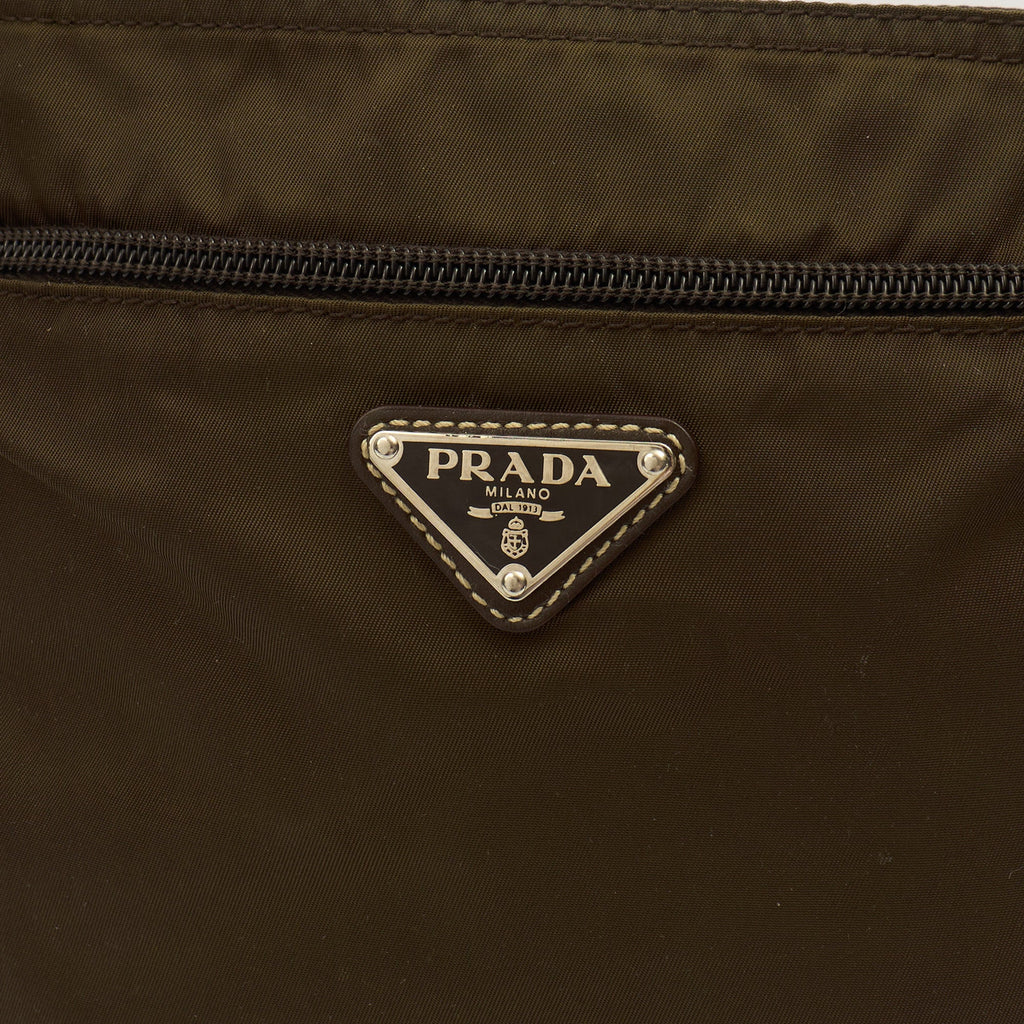 Prada Cross Body Nylon Messenger in Green, Nylon — Side View