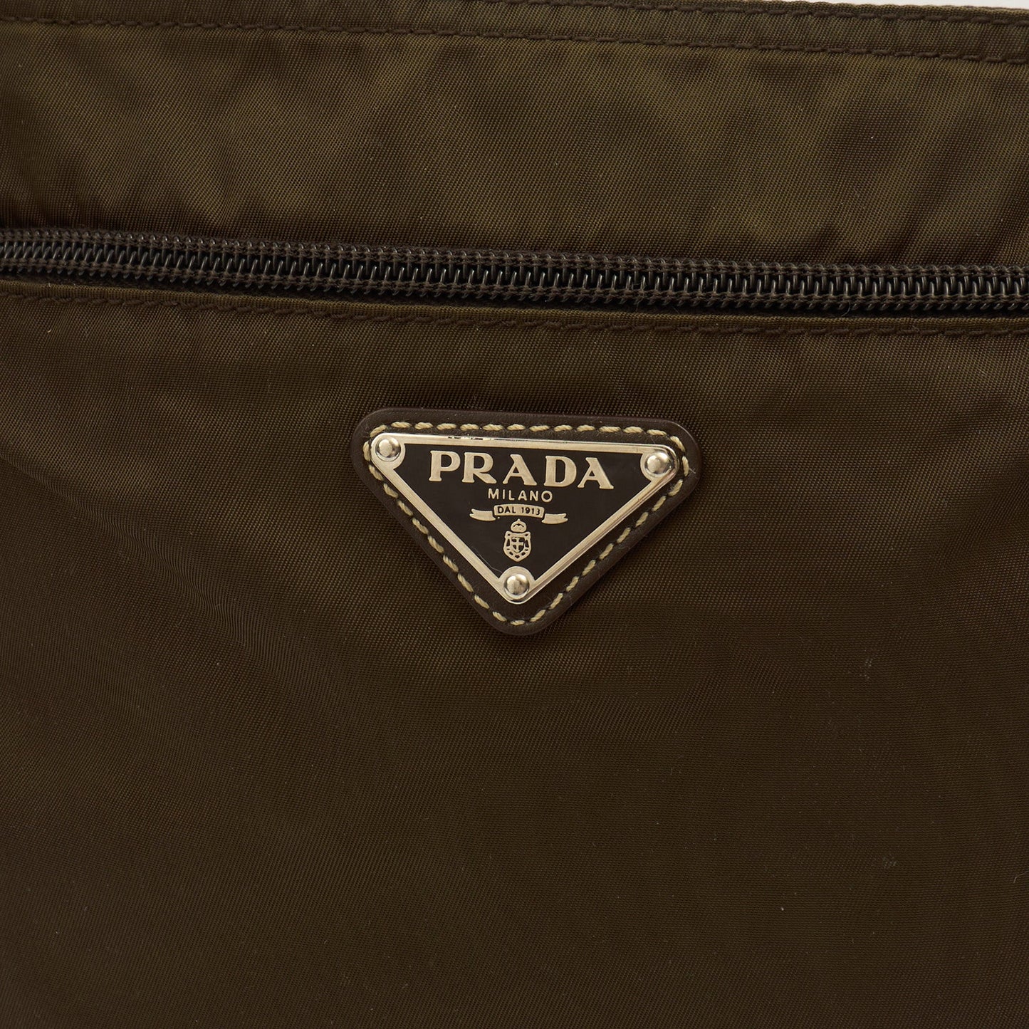 Prada Cross Body Nylon Messenger in Green, Nylon — Side View