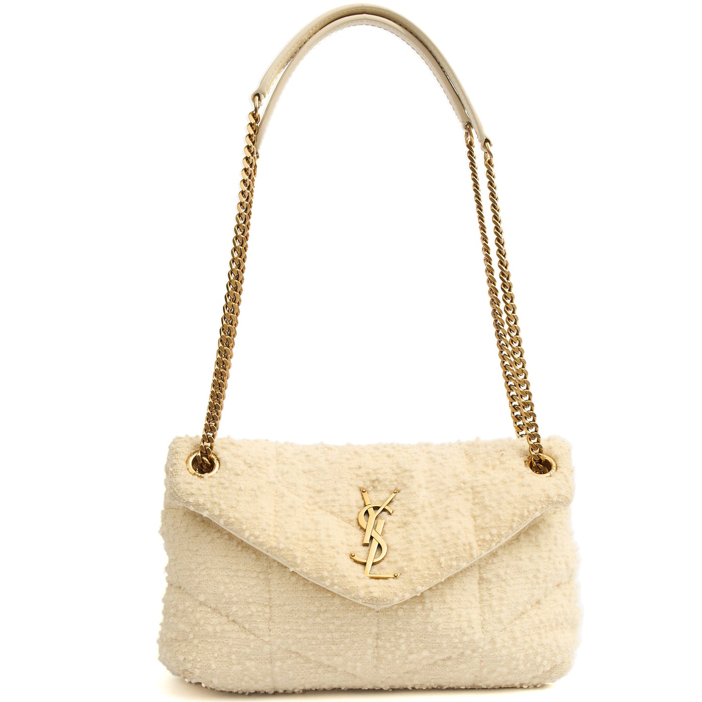 Saint Laurent Shoulder Bag Puffer - Small in White, Other — Side View