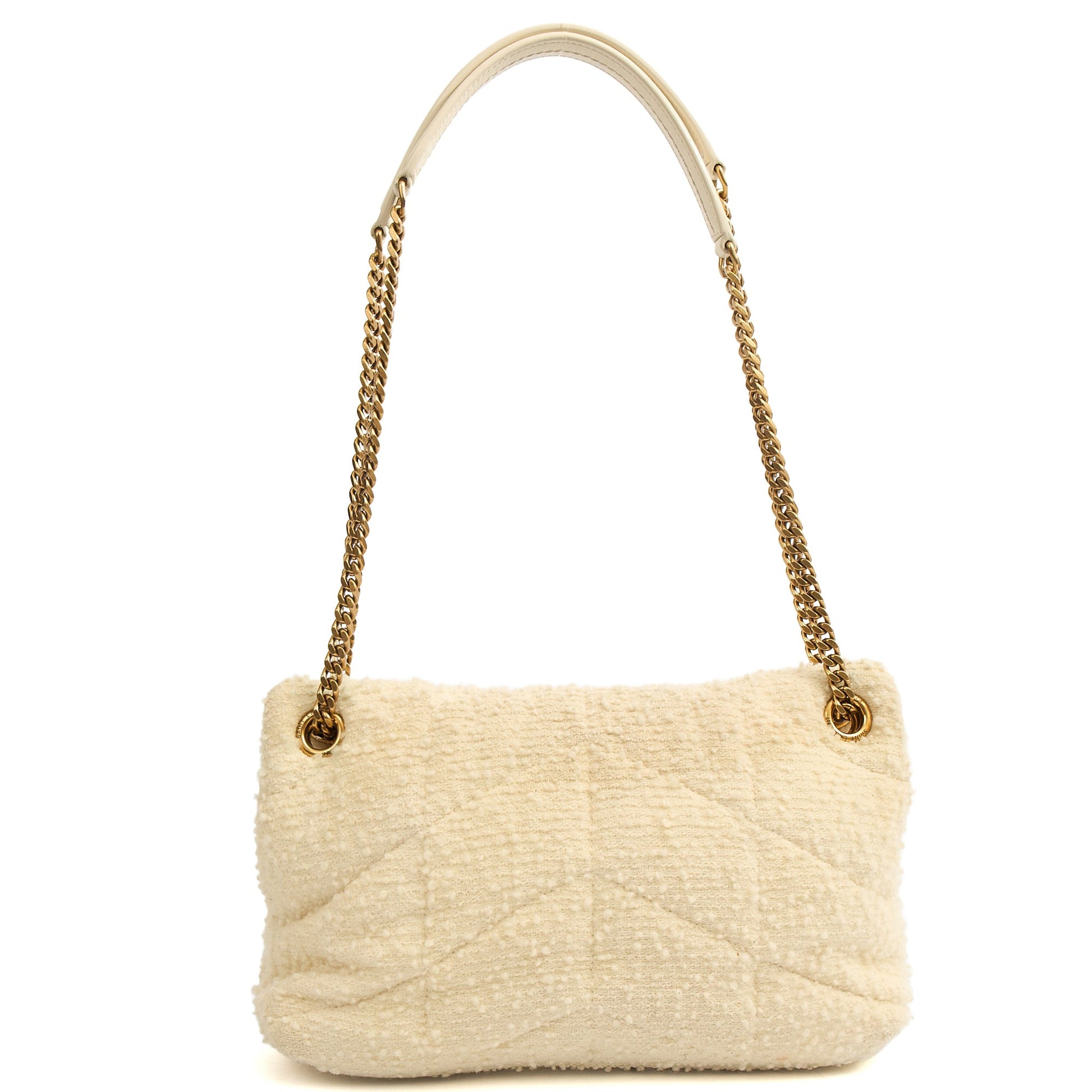 Saint Laurent Shoulder Bag Puffer - Small in White, Other — Top View