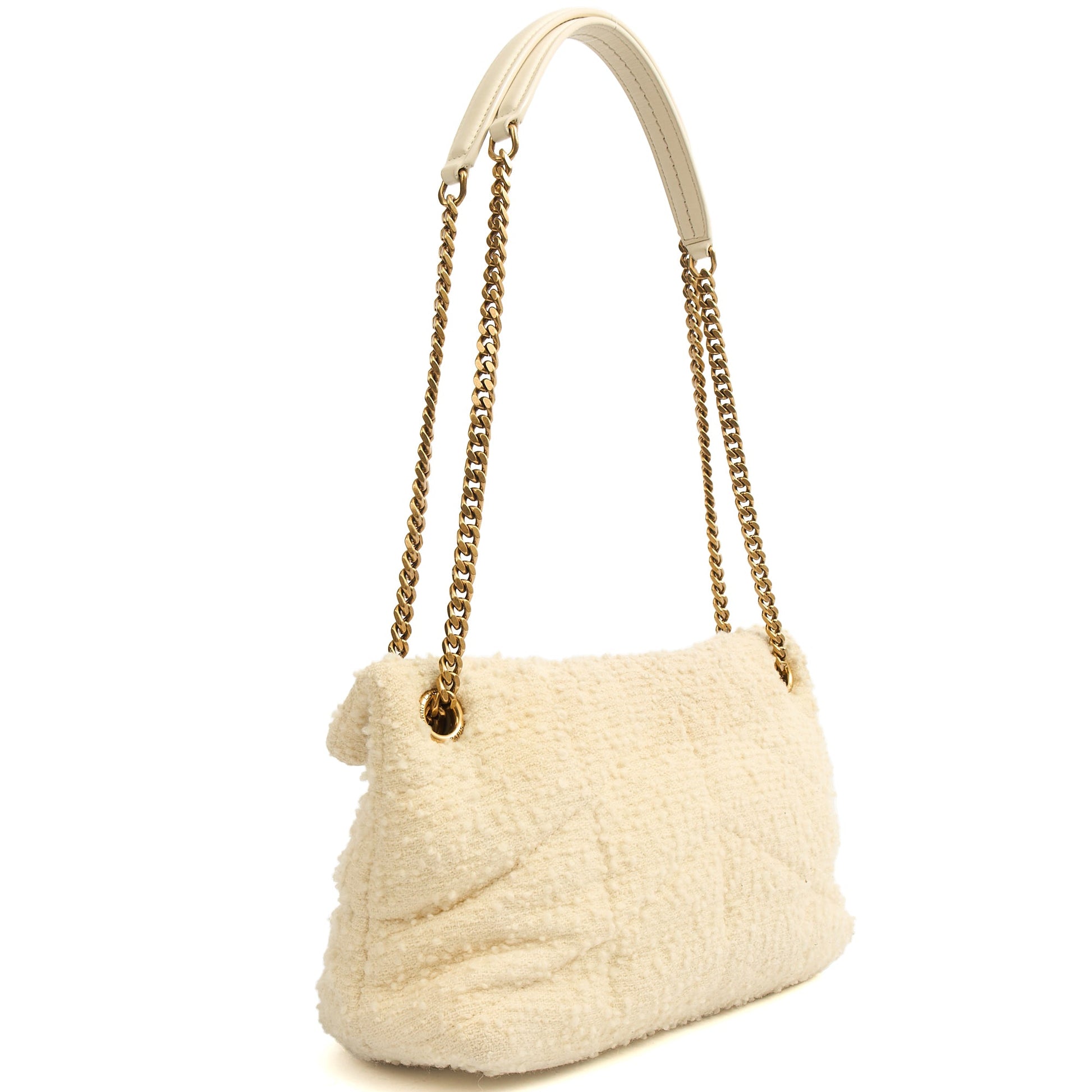 Saint Laurent Shoulder Bag Puffer - Small in White, Other — Back View