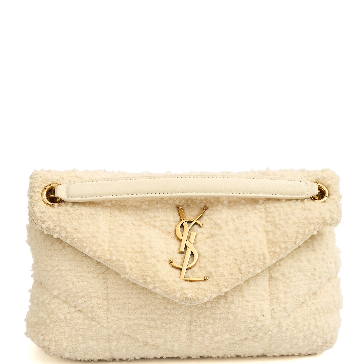 Saint Laurent Shoulder Bag Puffer - Small in White, Other — Front View