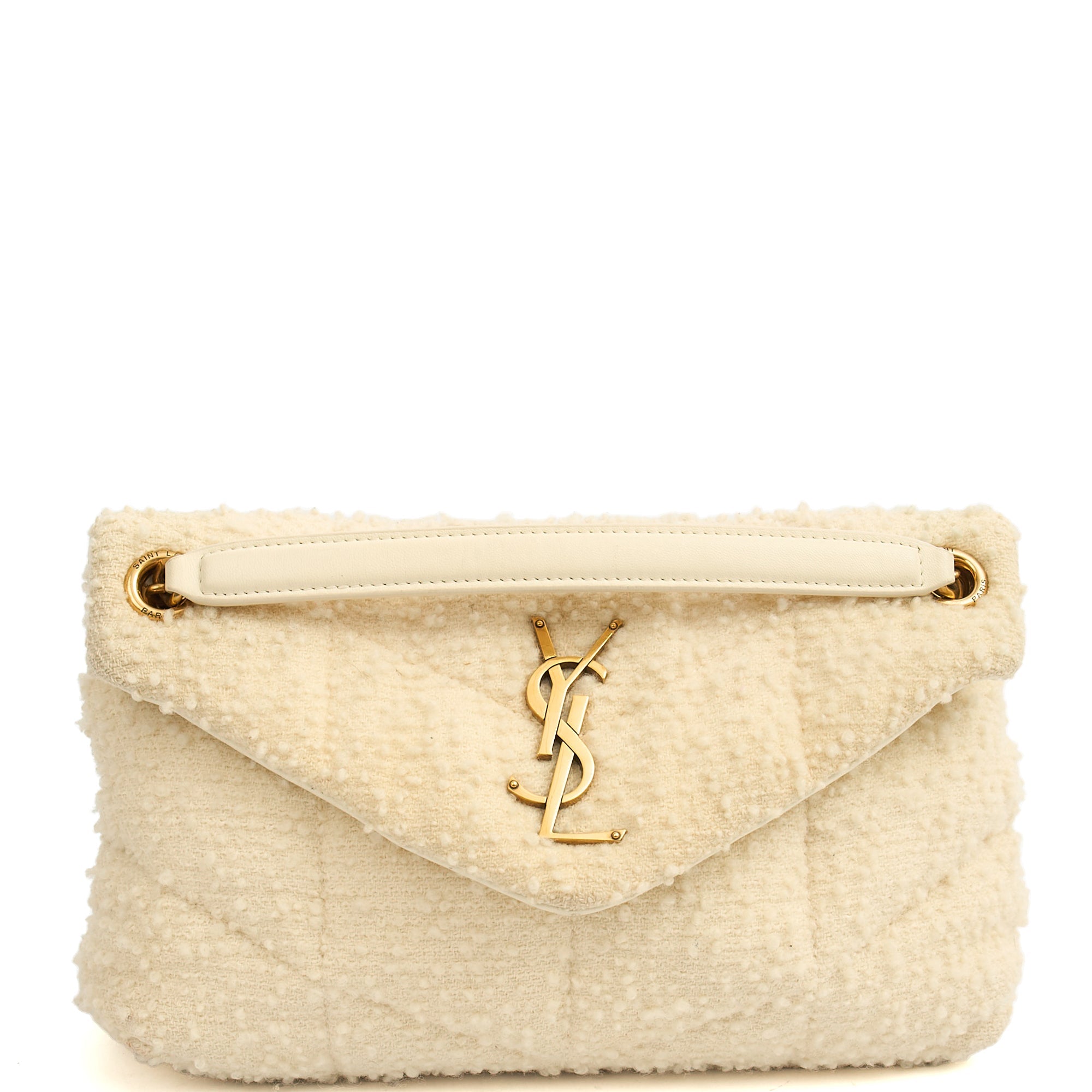 Saint Laurent Shoulder Bag Puffer - Small in White, Other — Front View