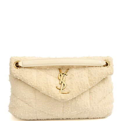 Saint Laurent Shoulder Bag Puffer - Small in White, Other — Front View