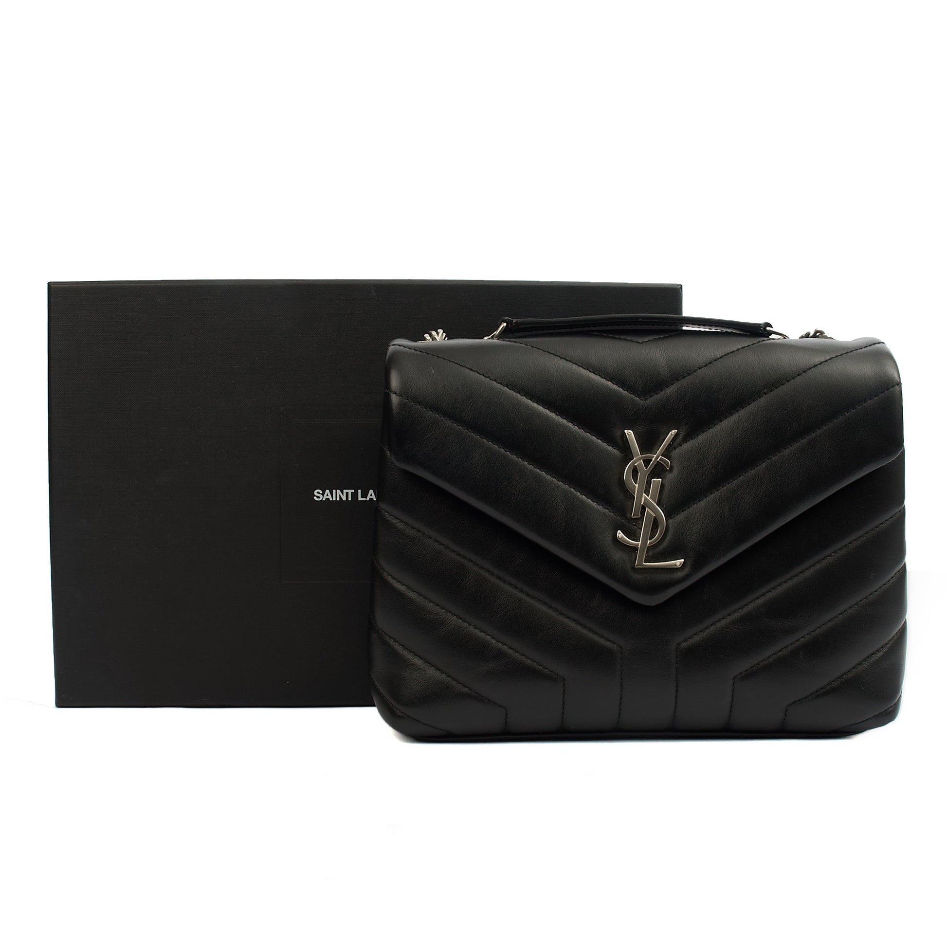 Saint Laurent Shoulder Bag Lou Lou - Small in Black, Leather — Side View