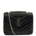 Saint Laurent Shoulder Bag Lou Lou - Small in Black, Leather — Front View