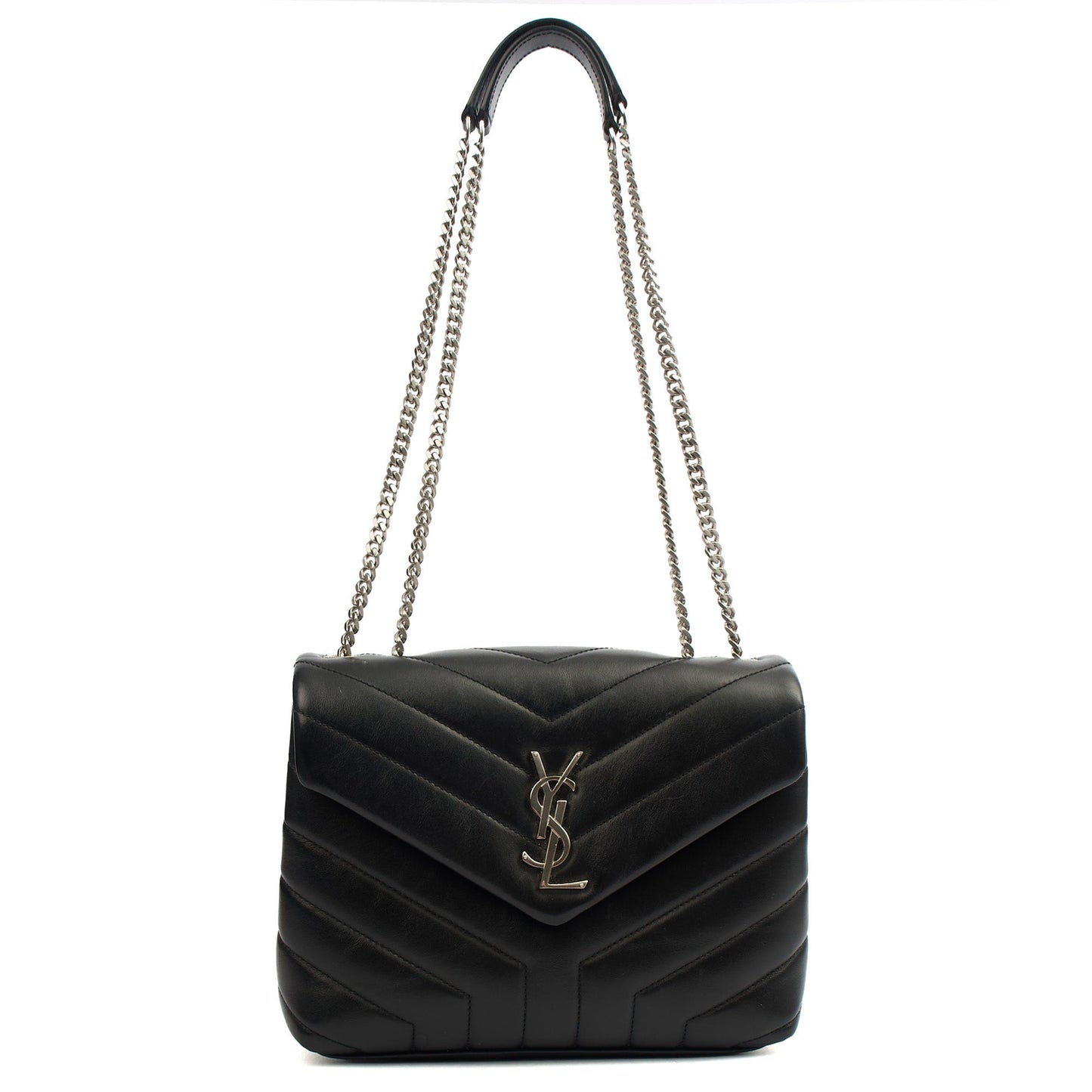 Saint Laurent Shoulder Bag Lou Lou - Small in Black, Leather — Back View