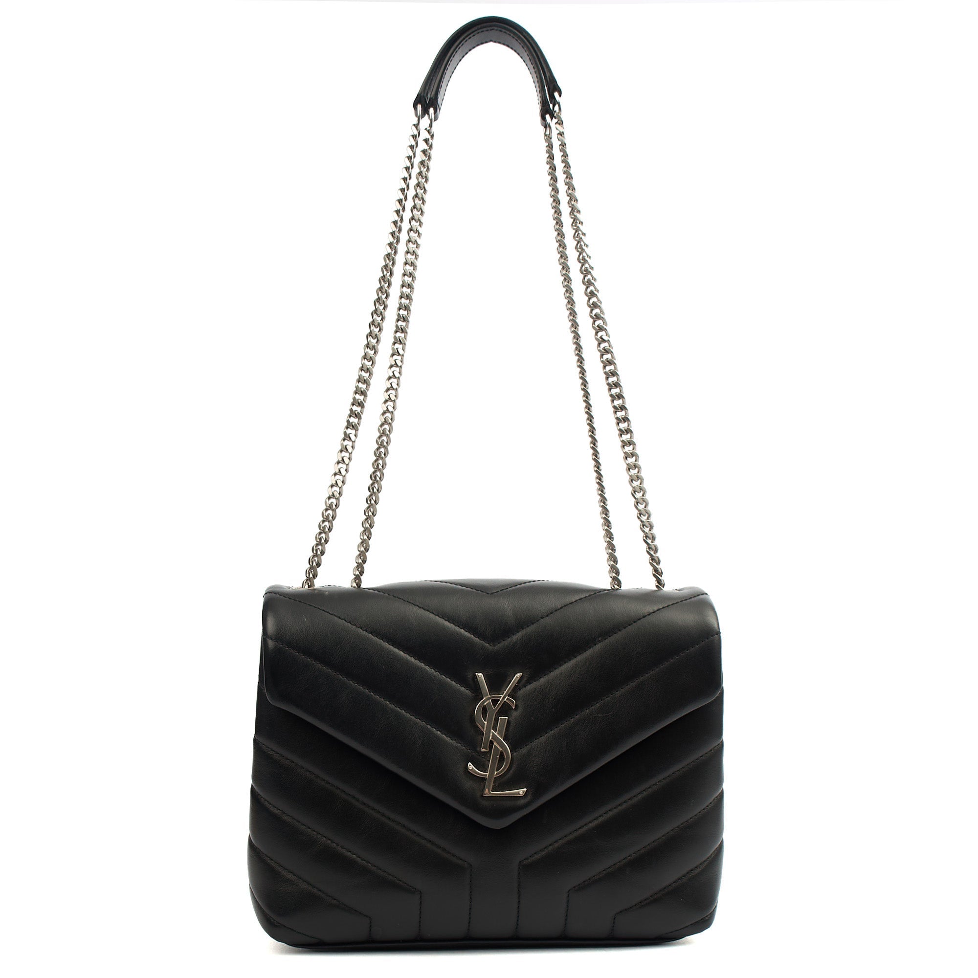 Saint Laurent Shoulder Bag Lou Lou - Small in Black, Leather — Back View