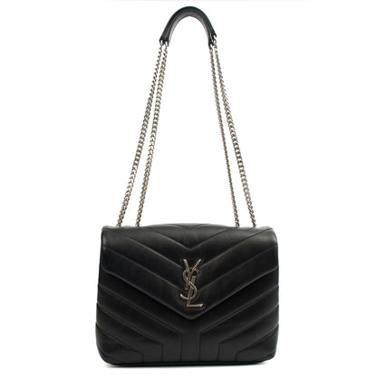 Saint Laurent Shoulder Bag Lou Lou - Small in Black, Leather — Back View