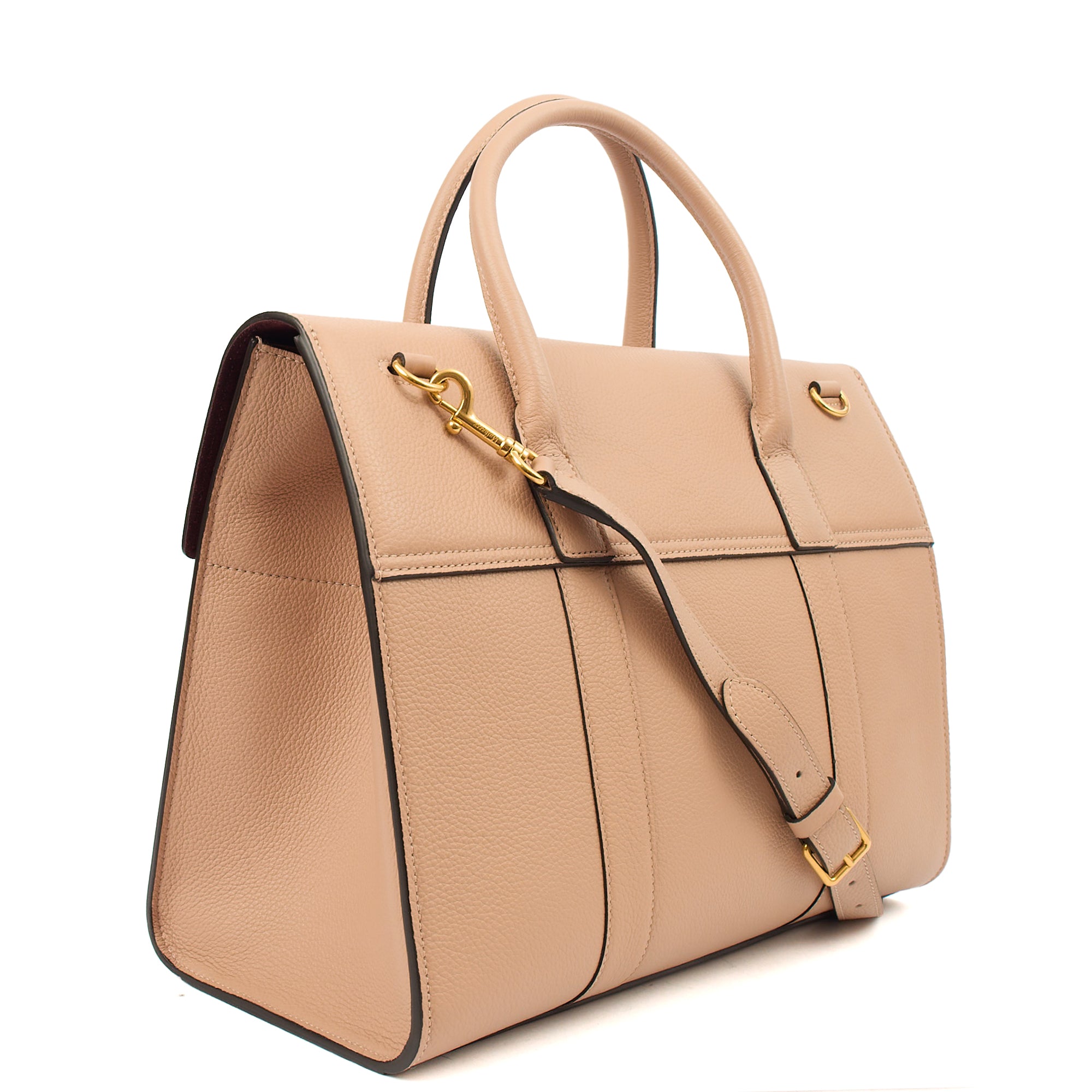 Mulberry Tote Bayswater with Strap in Rose Water, Leather — Back View