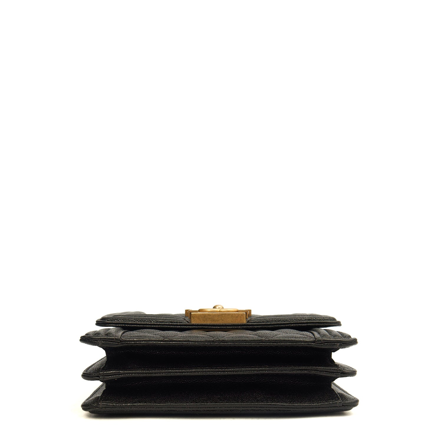 Chanel Shoulder Bag North South Boy in Black, Caviar Leather — Top View