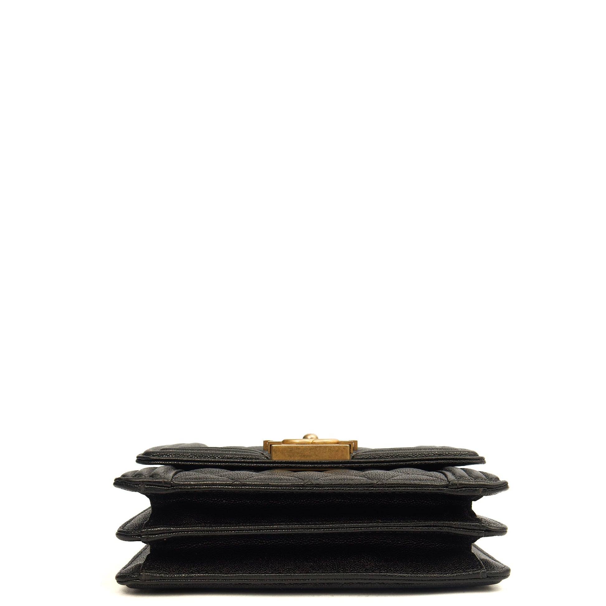 Chanel Shoulder Bag North South Boy in Black, Caviar Leather — Top View