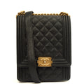 Chanel Shoulder Bag North South Boy in Black, Caviar Leather — Front View
