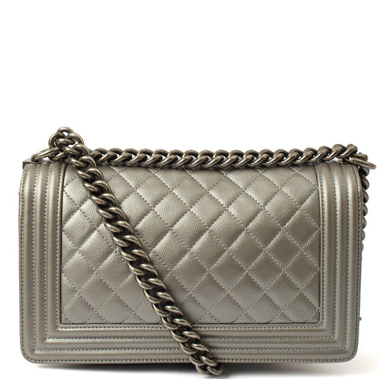 Chanel Cross Body Boy - Medium in Metallic, Leather — Top View