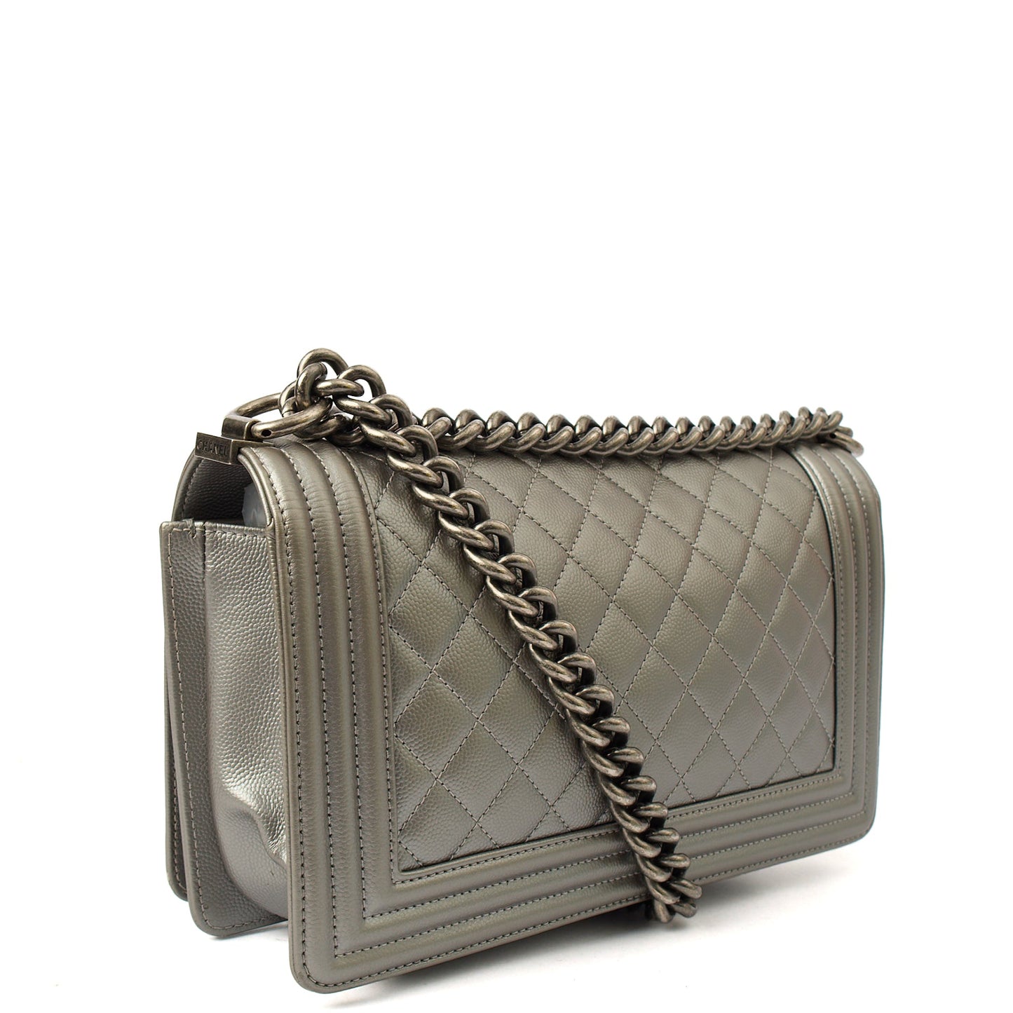 Chanel Cross Body Boy - Medium in Metallic, Leather — Back View
