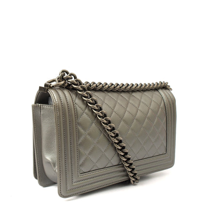 Chanel Cross Body Boy - Medium in Metallic, Leather — Back View