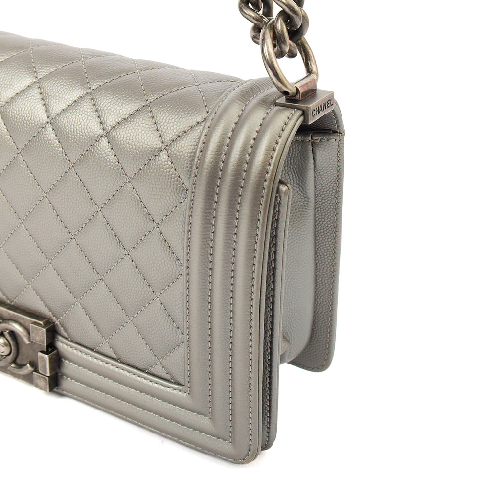 Chanel Cross Body Boy - Medium in Metallic, Leather — Alternate View 8