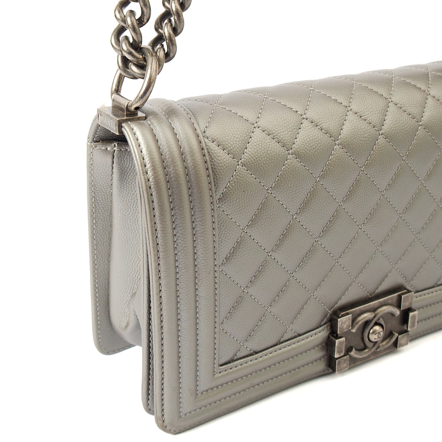Chanel Cross Body Boy - Medium in Metallic, Leather — Alternate View 7