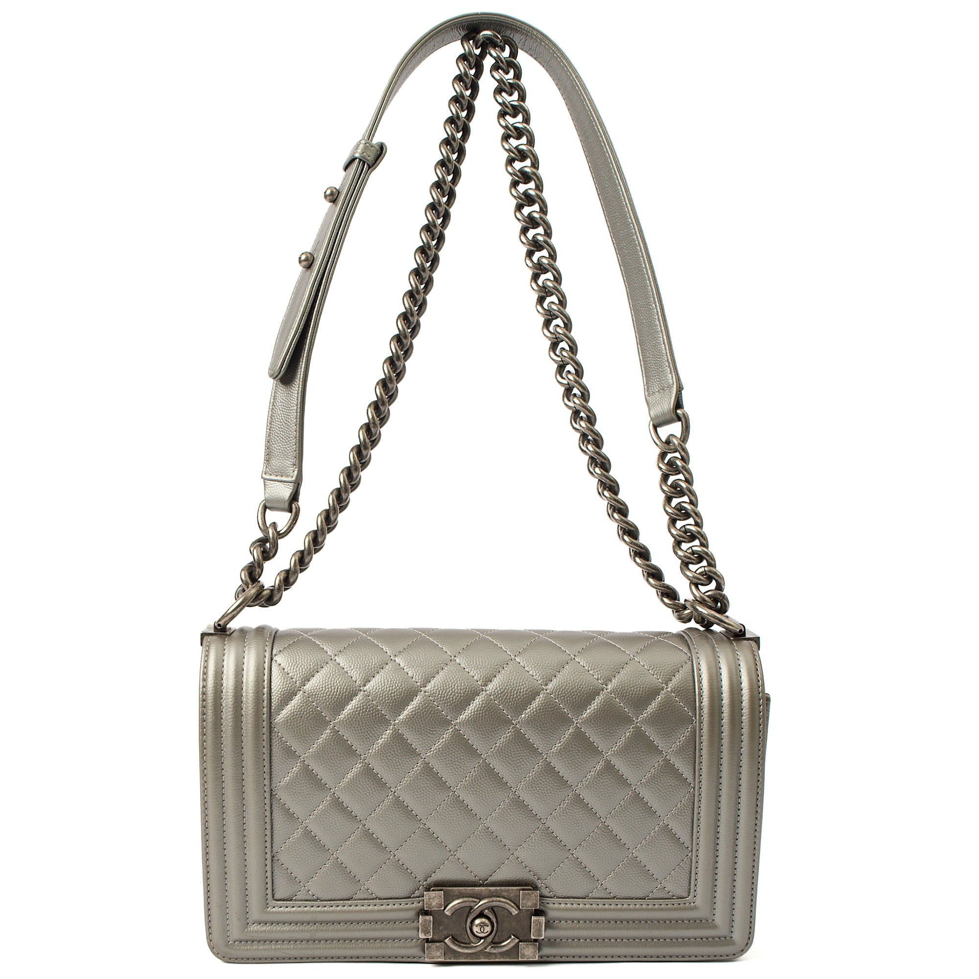 Chanel Cross Body Boy - Medium in Metallic, Leather — Lifestyle View