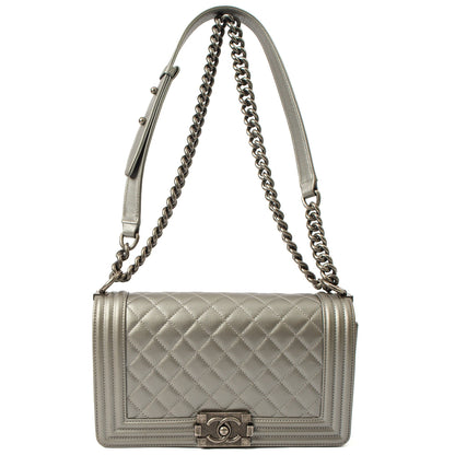 Chanel Cross Body Boy - Medium in Metallic, Leather — Lifestyle View