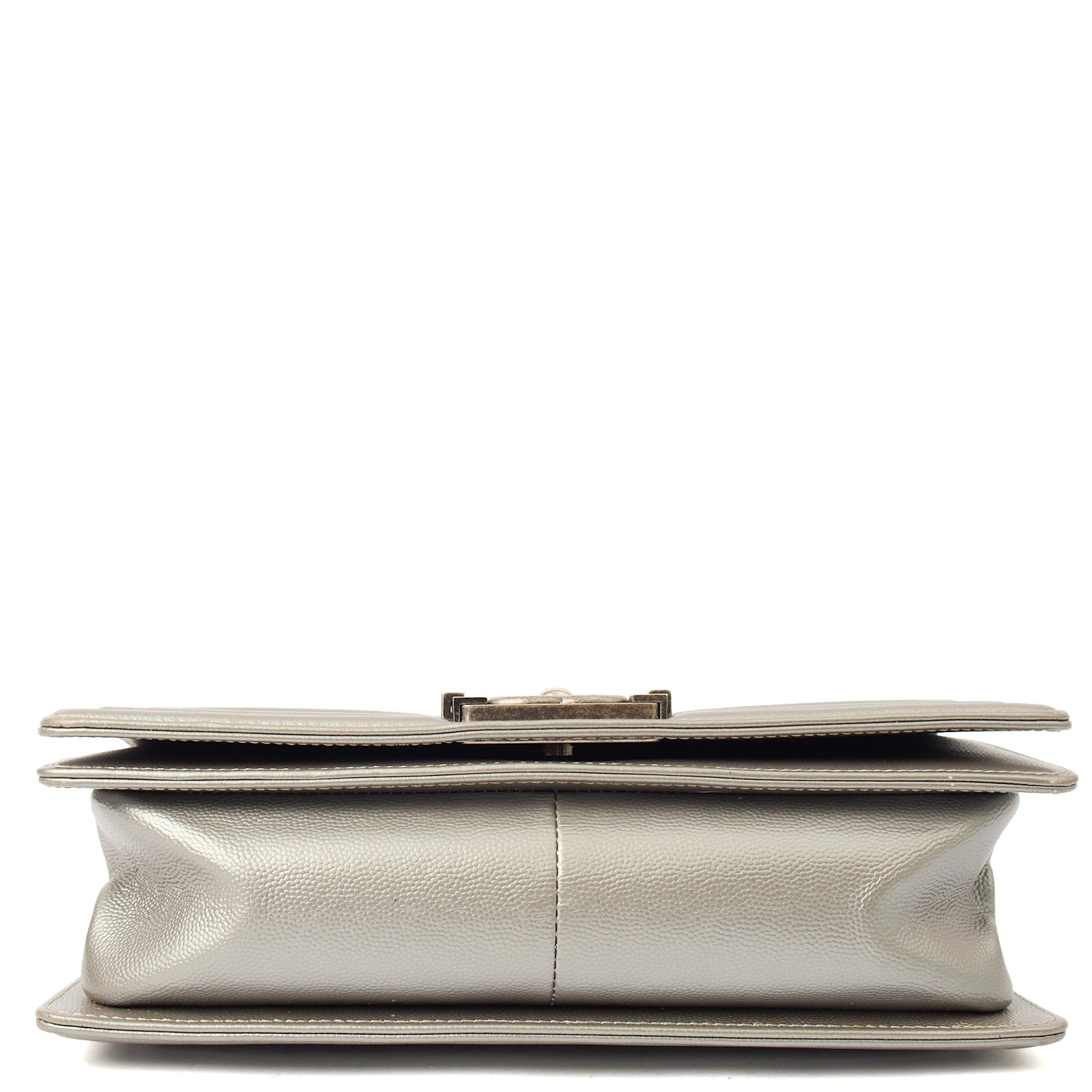 Chanel Cross Body Boy - Medium in Metallic, Leather — Detail View