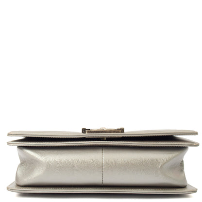 Chanel Cross Body Boy - Medium in Metallic, Leather — Detail View