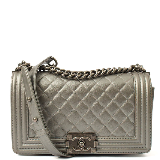 Chanel Cross Body Boy - Medium in Metallic, Leather — Front View