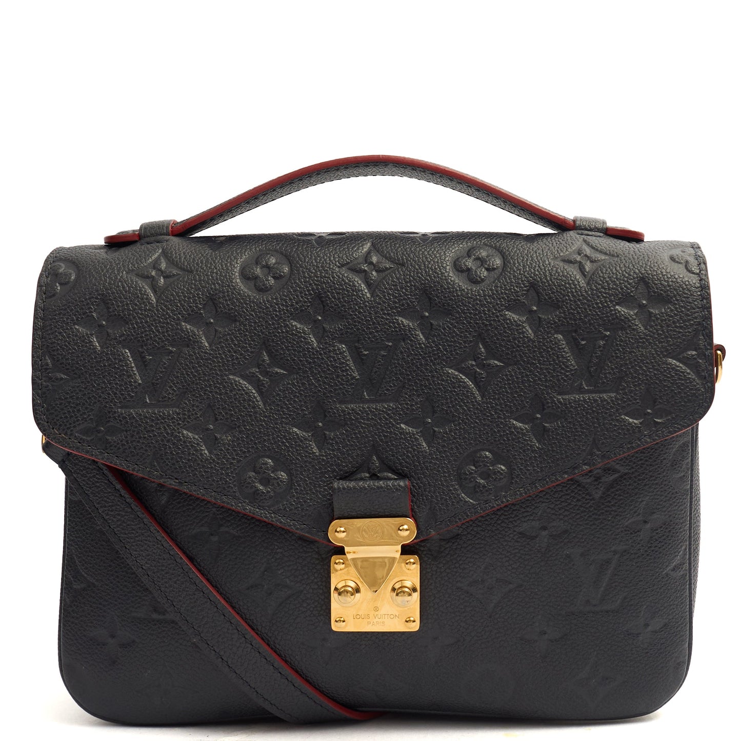 Louis Vuitton Cross Body Pochette Metis in Navy, Empreinte Leather — Front View