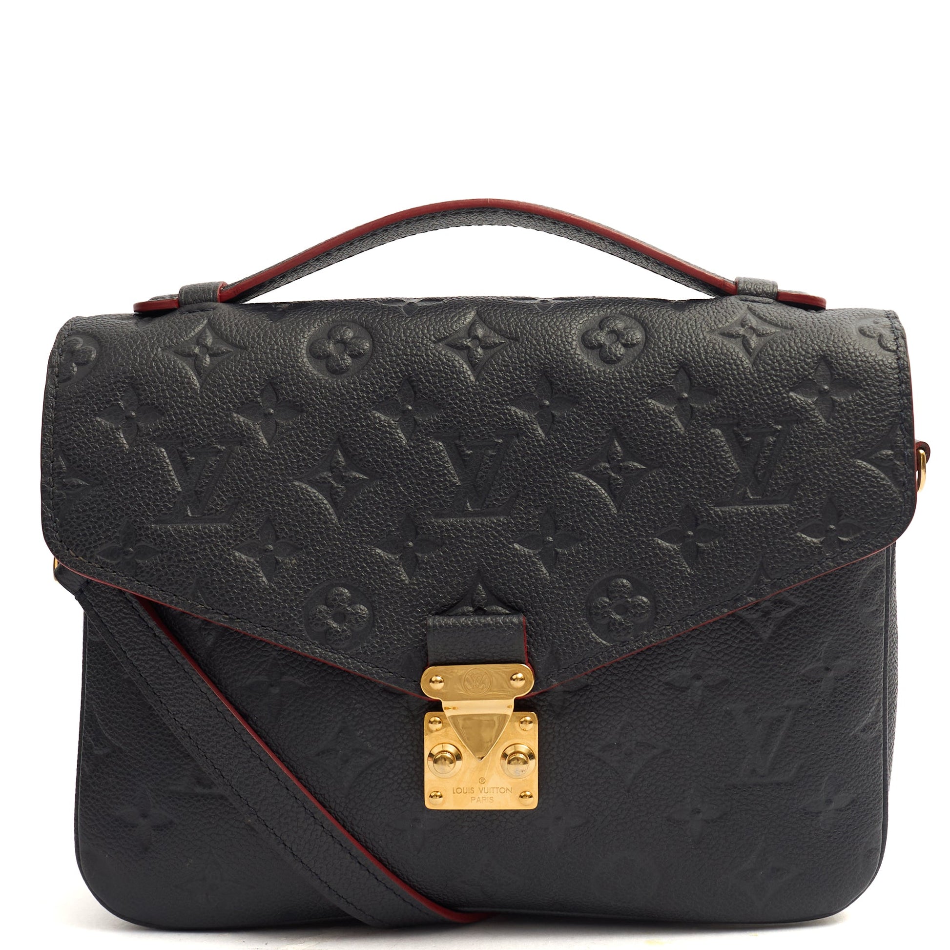 Louis Vuitton Cross Body Pochette Metis in Navy, Empreinte Leather — Front View