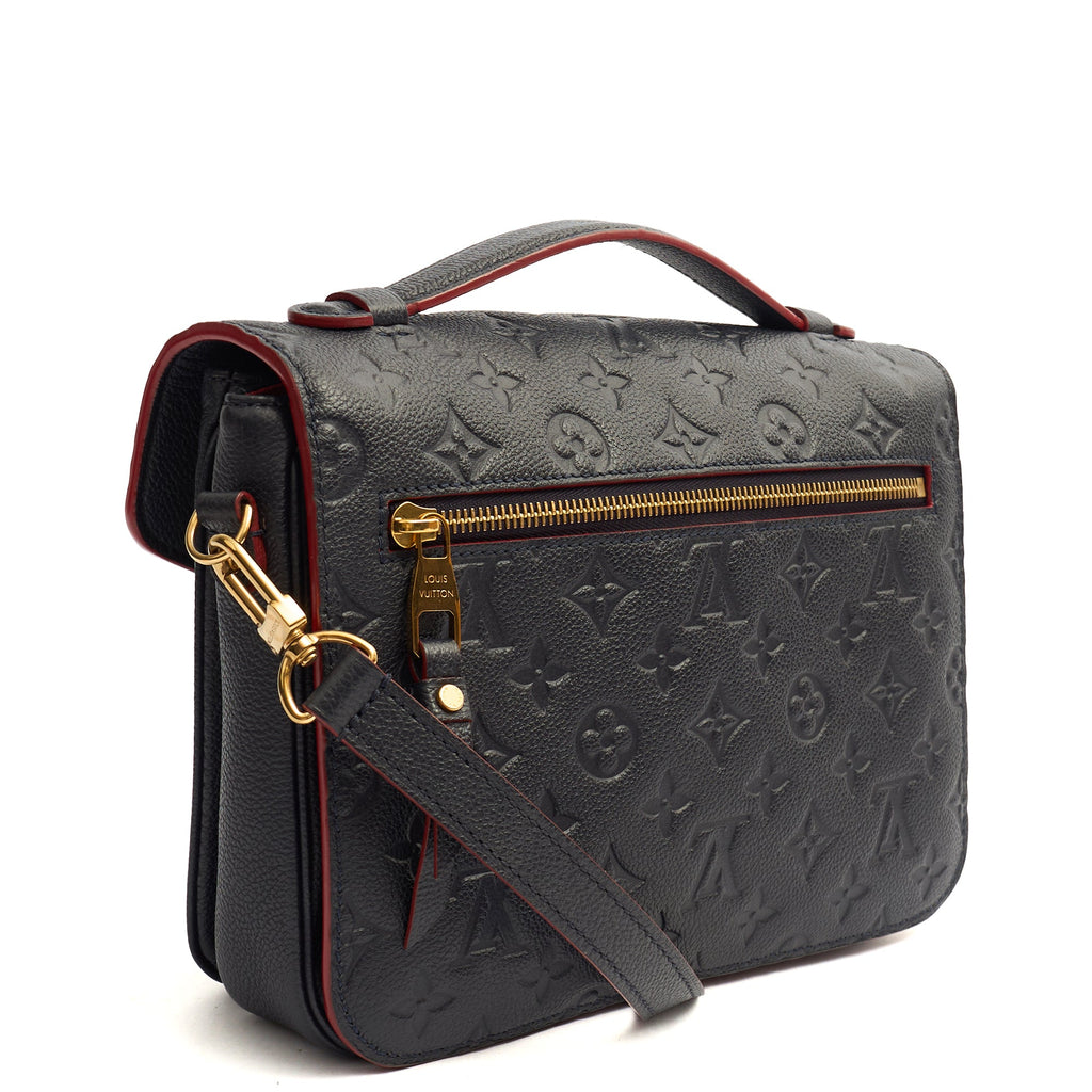 Louis Vuitton Cross Body Pochette Metis in Navy, Empreinte Leather — Back View