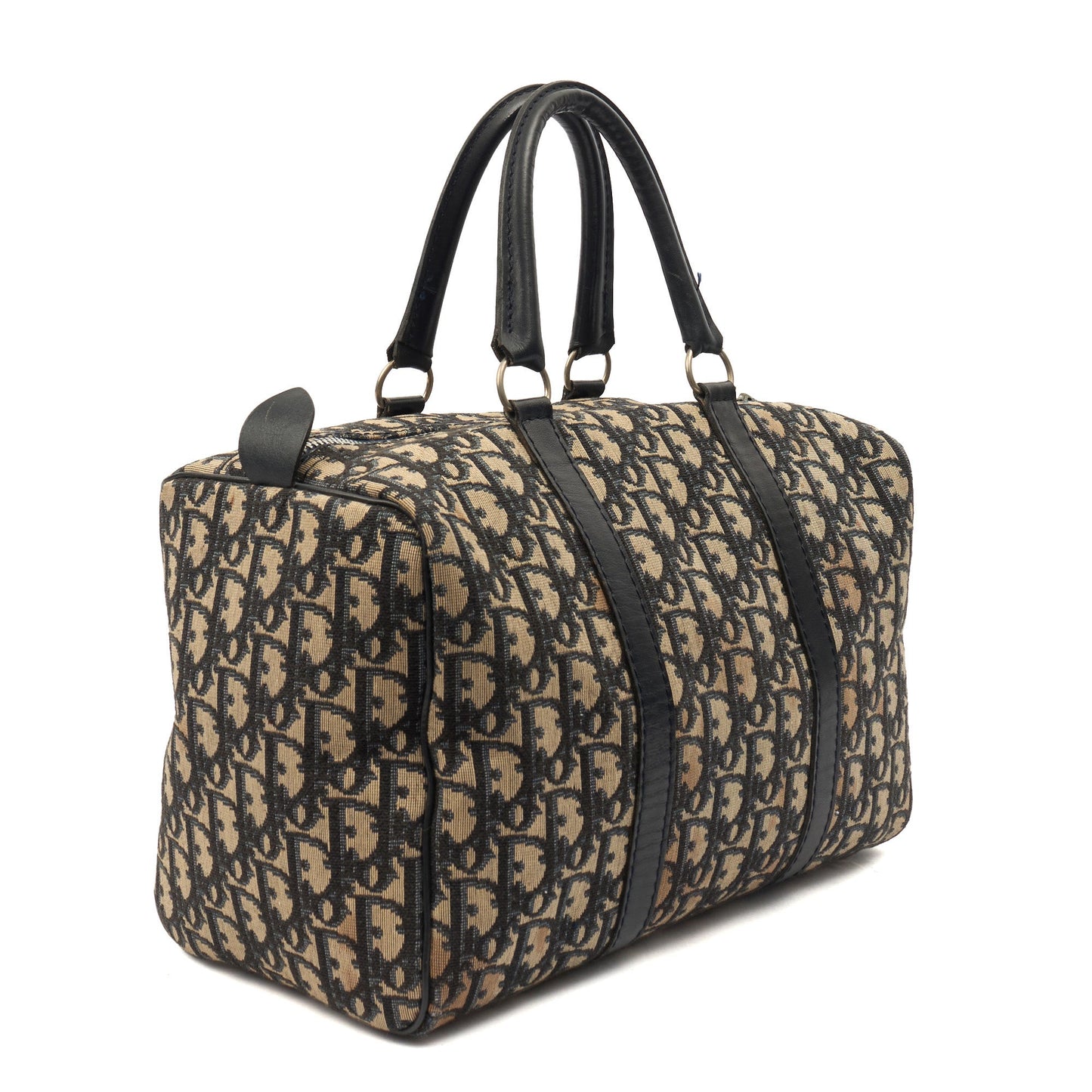 Christian Dior Top Handle Boston in Blue, Fabric — Side View
