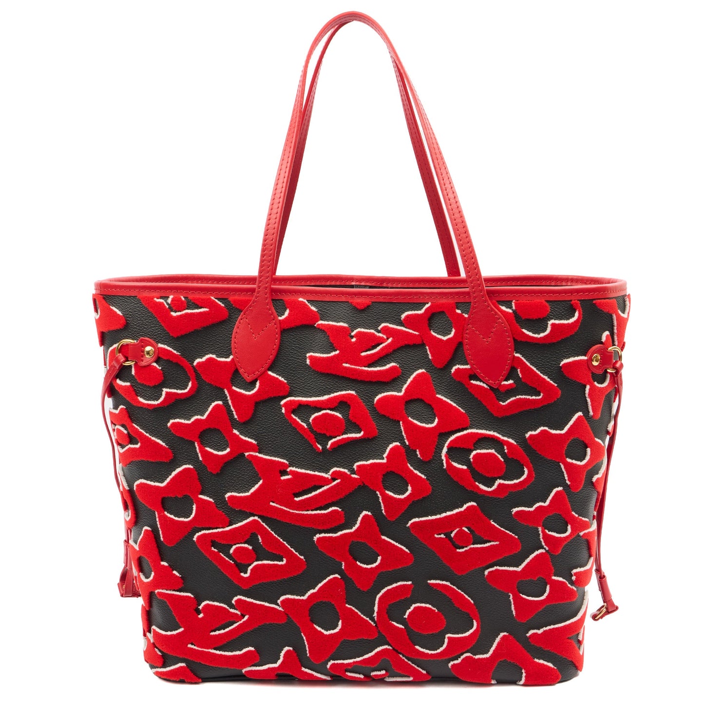 Louis Vuitton Tote Neverfull MM in Black, Leather — Front View