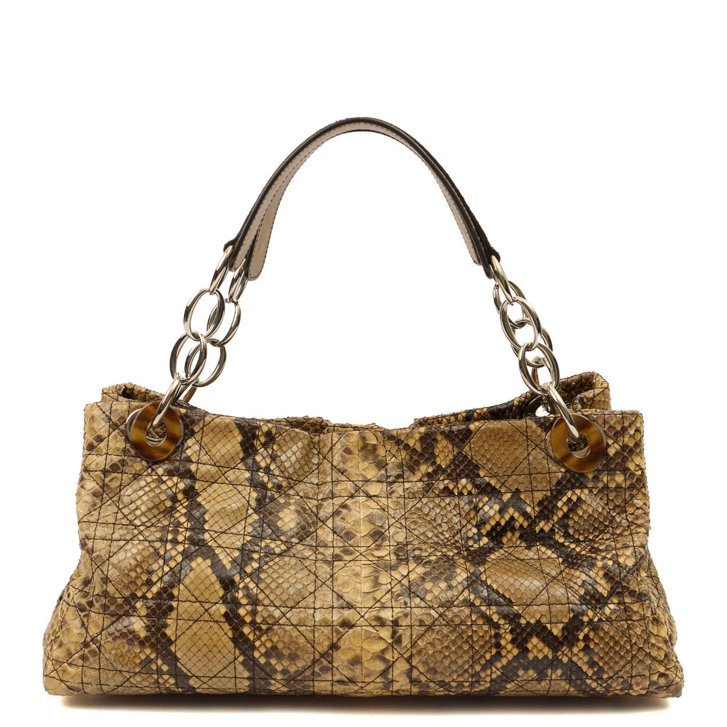 Christian Dior Shoulder Bag East West Lady Dior in Brown, Python Leather — Top View