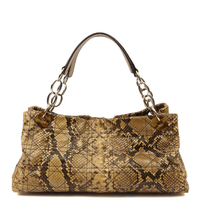Christian Dior Shoulder Bag East West Lady Dior in Brown, Python Leather — Top View