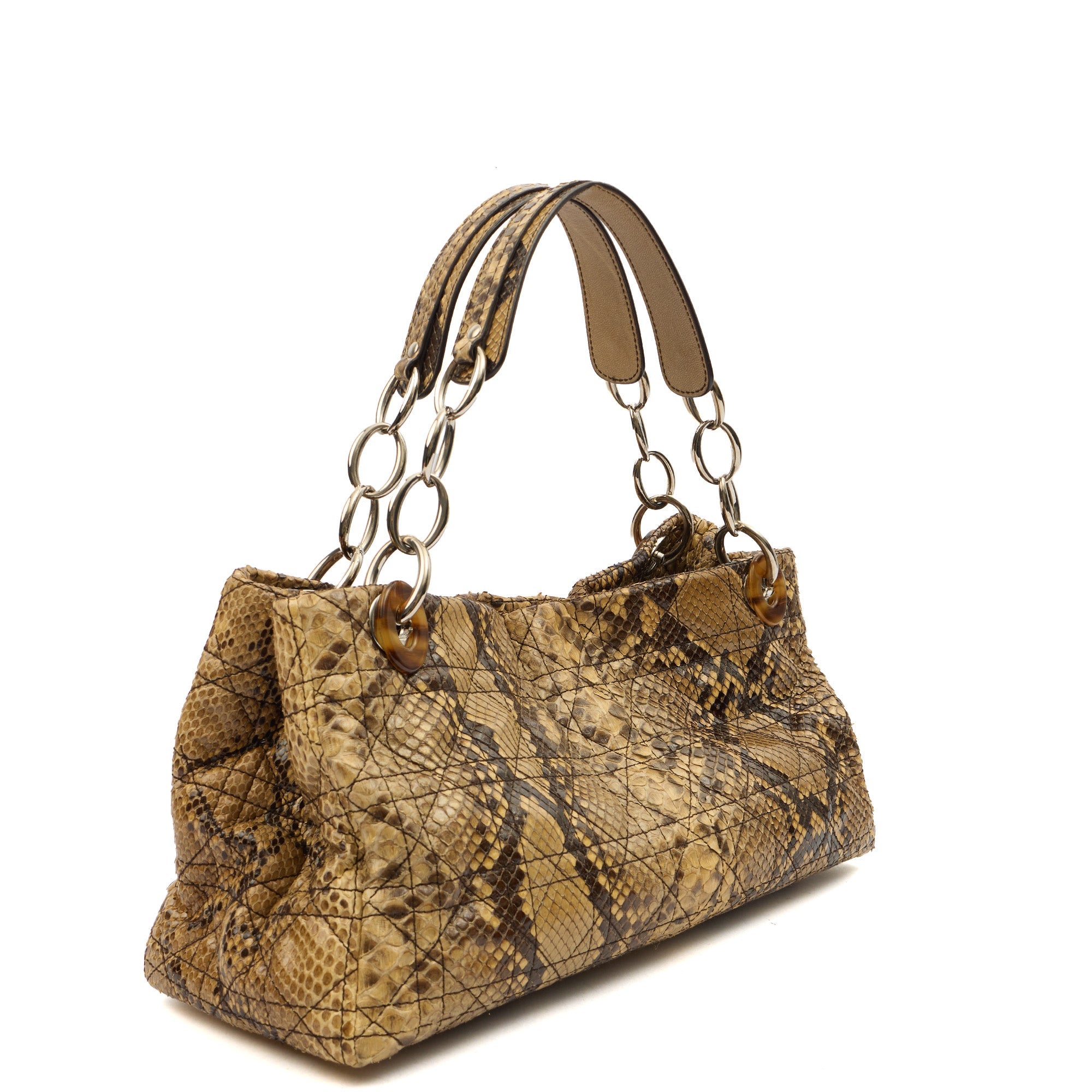 Christian Dior Shoulder Bag East West Lady Dior in Brown, Python Leather — Back View