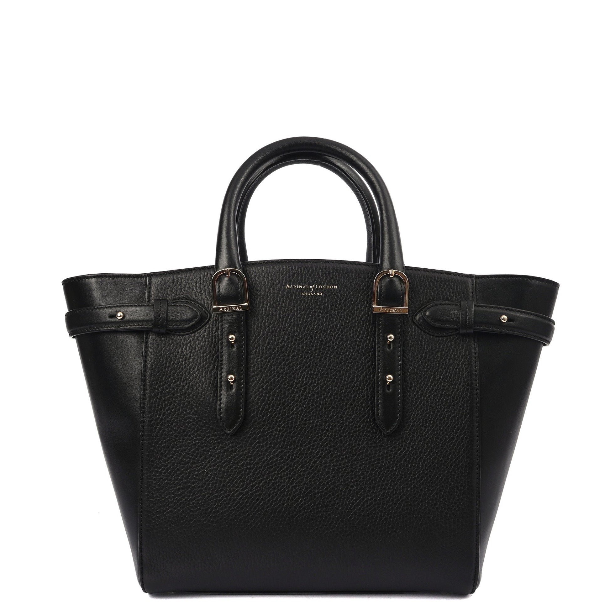 Aspinal of London Tote Marylebone Small in Black, Leather — Front View