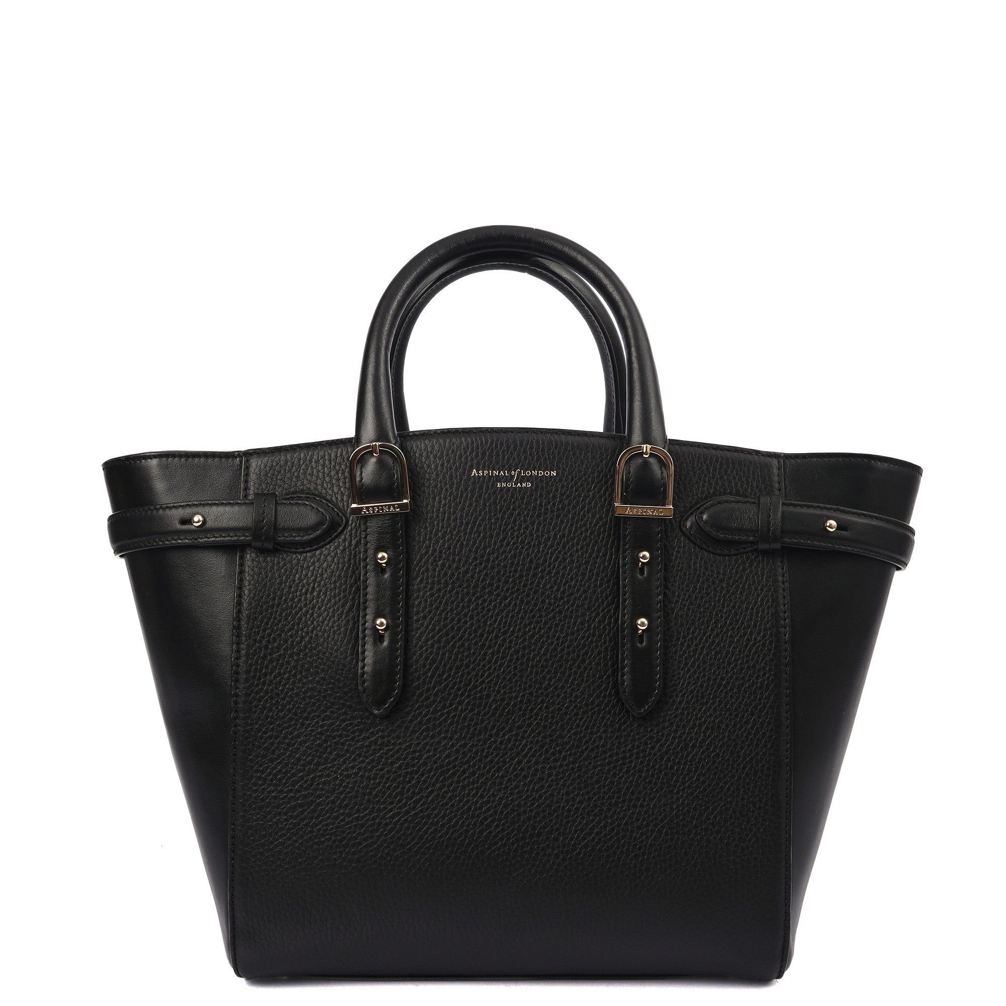 Aspinal of London Tote Marylebone Small in Black, Leather — Front View