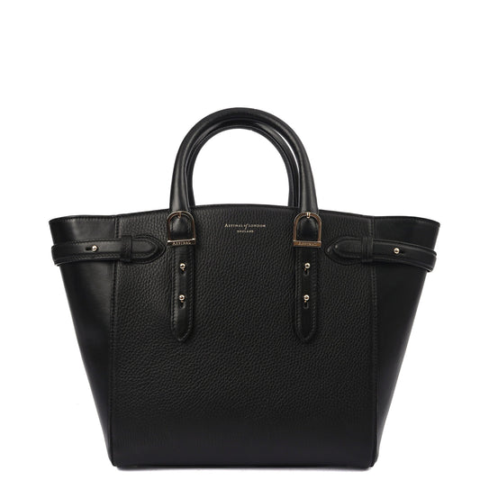 Aspinal of London Tote Marylebone Small in Black, Leather — Front View