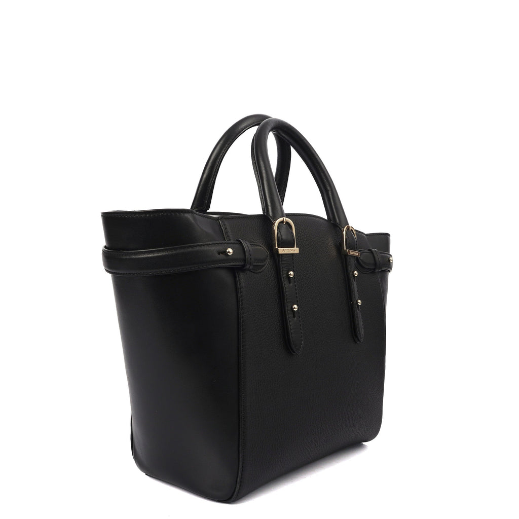 Aspinal of London Tote Marylebone Small in Black, Leather — Side View