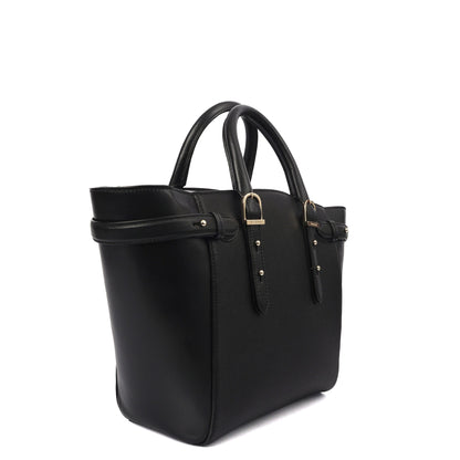 Aspinal of London Tote Marylebone Small in Black, Leather — Side View