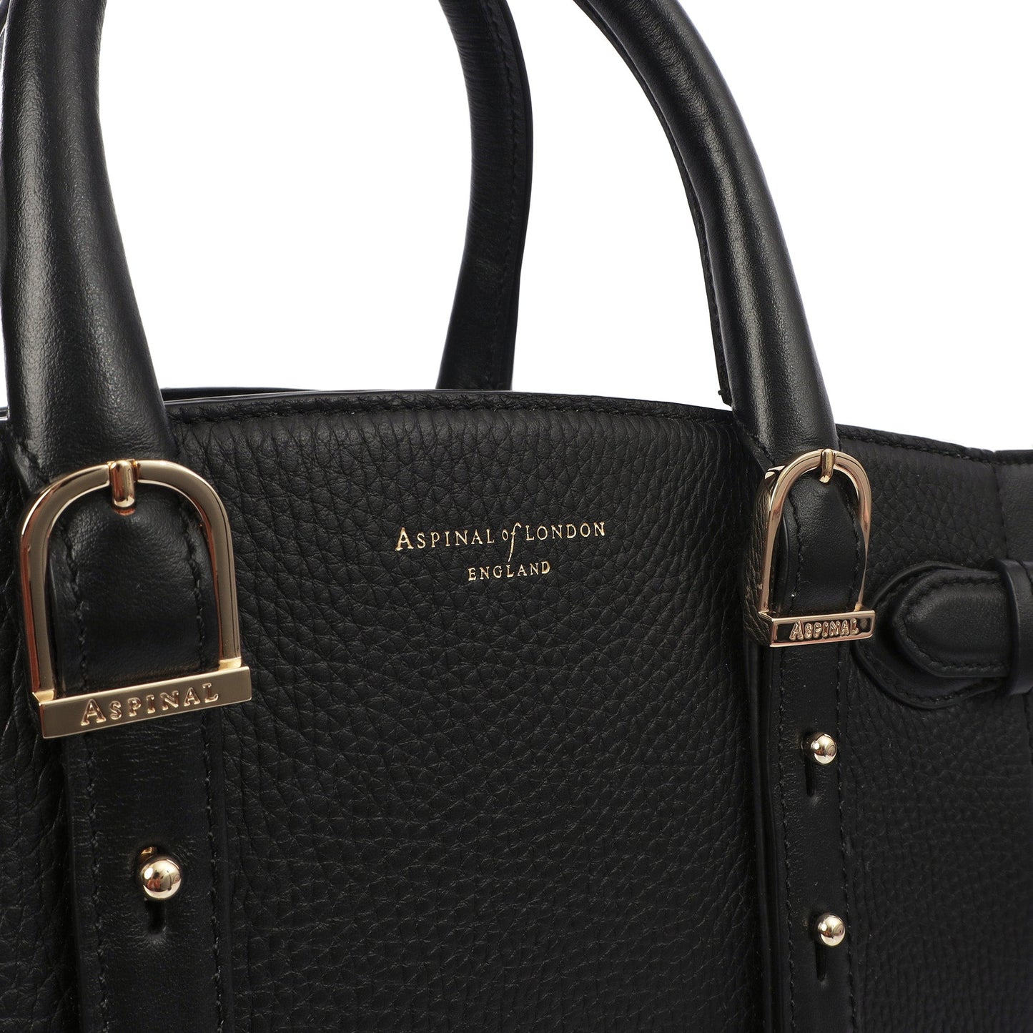 Aspinal of London Tote Marylebone Small in Black, Leather — Detail View