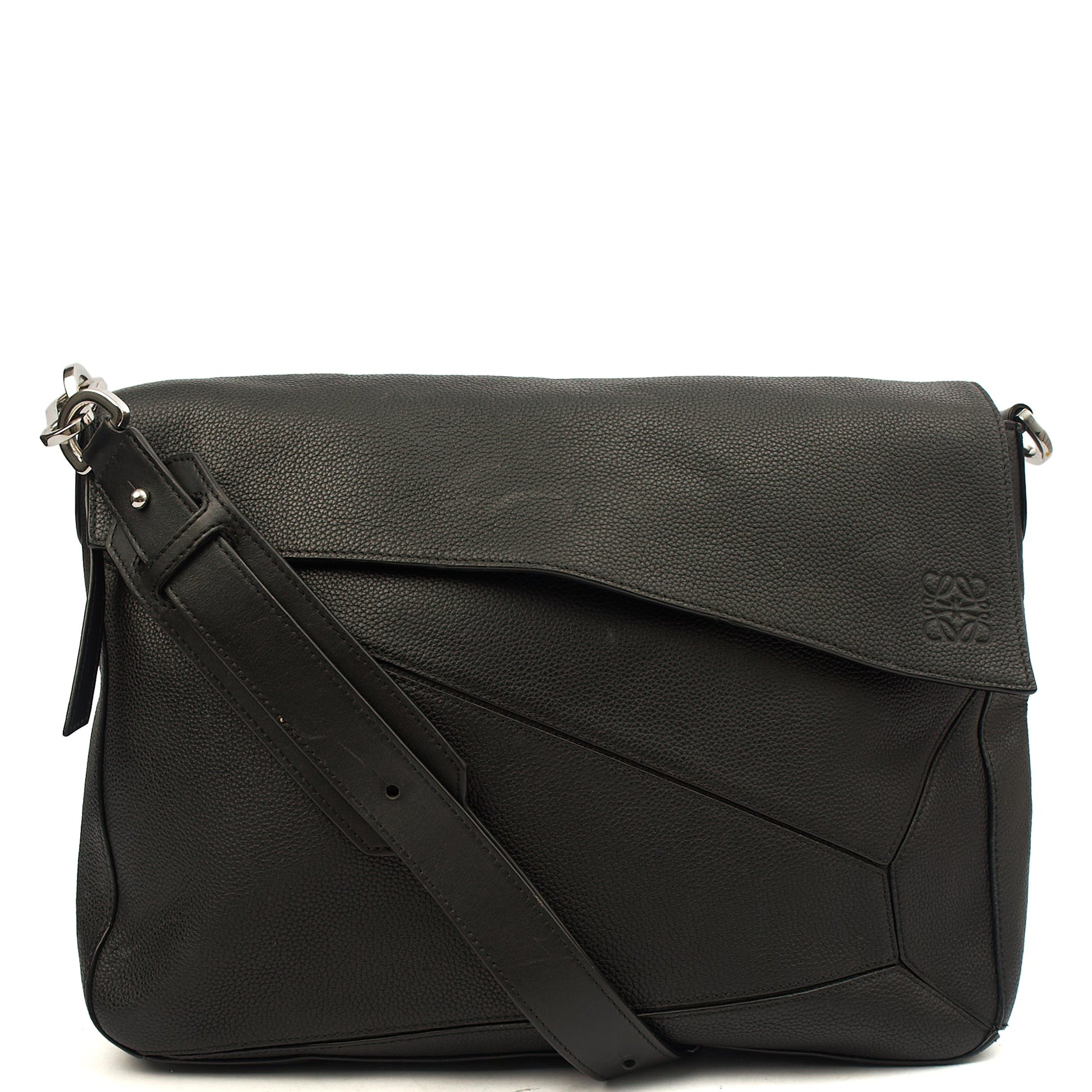Loewe Cross Body Puzzle - Large in Black, Leather — Front View