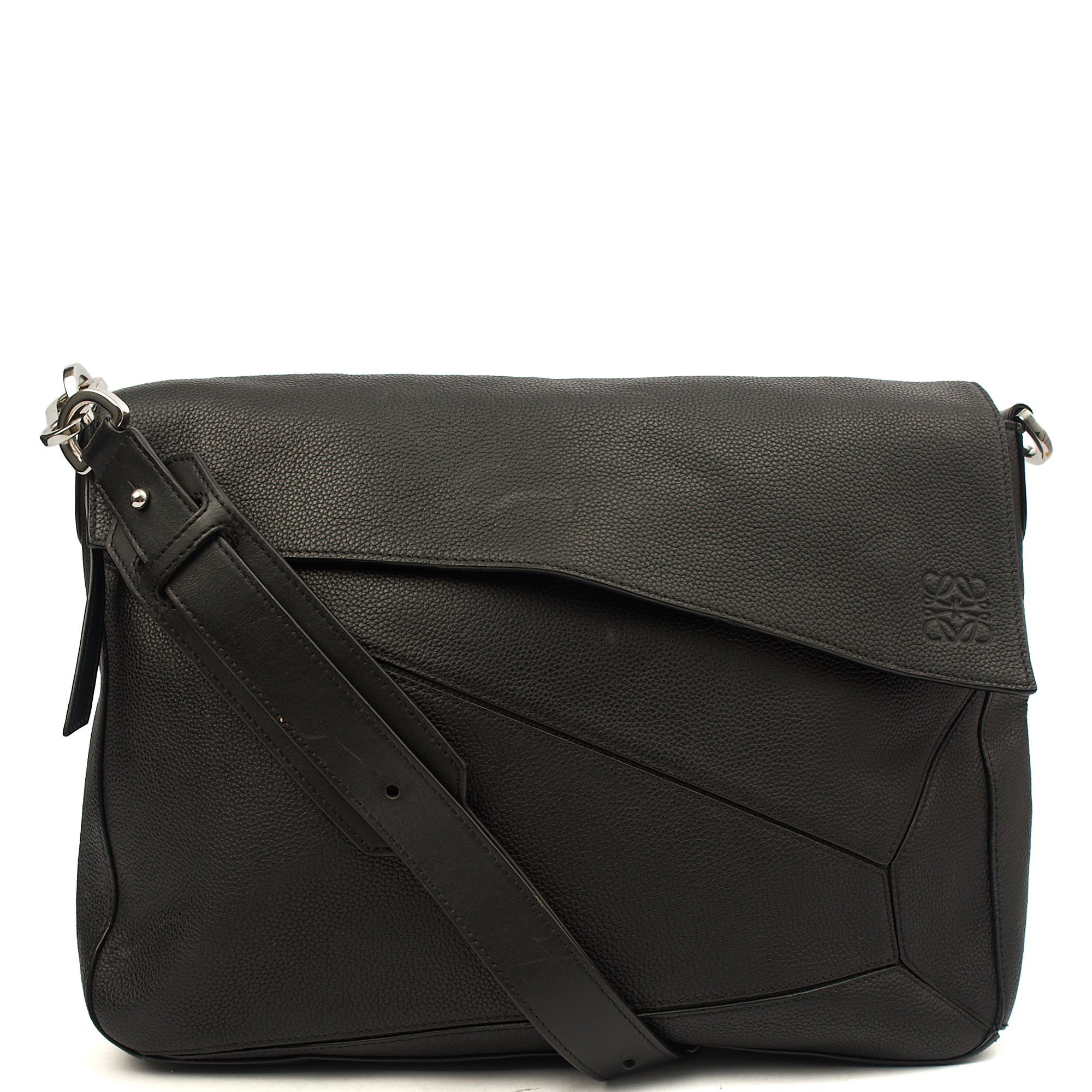Loewe Cross Body Puzzle - Large in Black, Leather — Front View