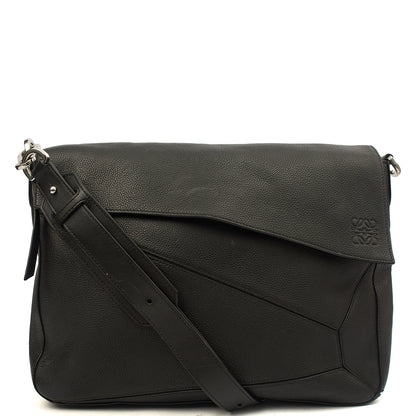 Loewe Cross Body Puzzle - Large in Black, Leather — Front View