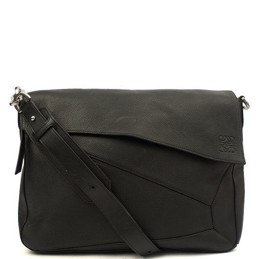Loewe Cross Body Puzzle - Large in Black, Leather — Front View